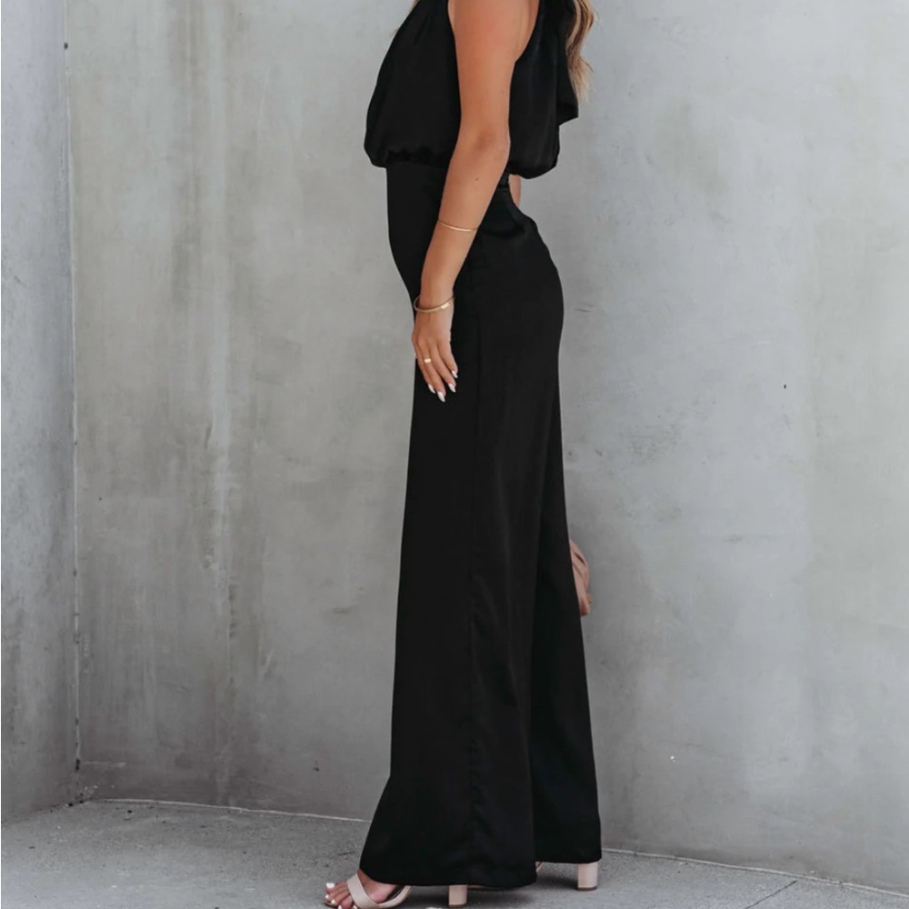 Darlena satin pocketed jumpsuit